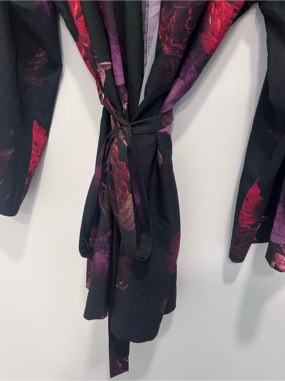 Lane Bryant Cacique Floral Georgette Belted Lightweight Kimono Short Robe 26/28 - Picture 3 of 5